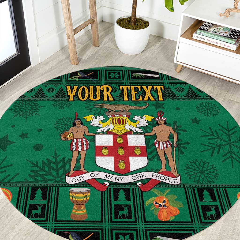 Personalized Afro-Jamaicans Merri Crissmuss Round Carpet Coat Of Arms - Xmas