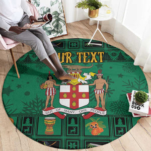 Personalized Afro-Jamaicans Merri Crissmuss Round Carpet Coat Of Arms - Xmas