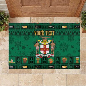 Personalized Afro-Jamaicans Merri Crissmuss Rubber Doormat Coat Of Arms - Xmas