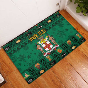 Personalized Afro-Jamaicans Merri Crissmuss Rubber Doormat Coat Of Arms - Xmas