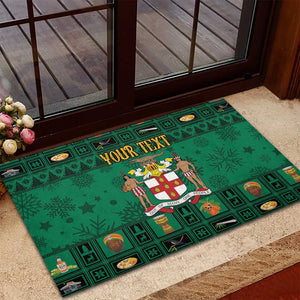 Personalized Afro-Jamaicans Merri Crissmuss Rubber Doormat Coat Of Arms - Xmas