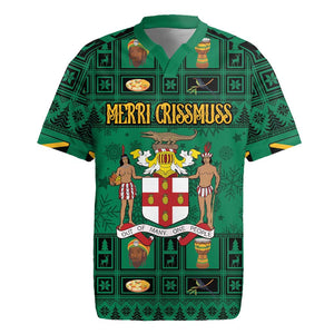 Personalized Afro-Jamaicans Merri Crissmuss Rugby Jersey Coat Of Arms - Xmas