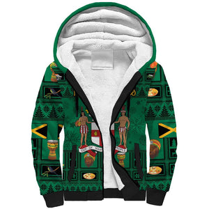 Personalized Afro-Jamaicans Merri Crissmuss Sherpa Hoodie Coat Of Arms - Xmas