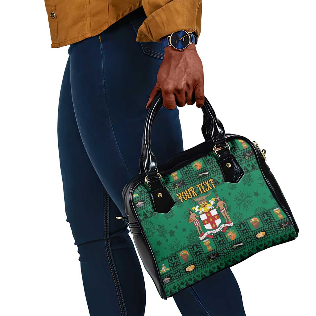 Personalized Afro-Jamaicans Merri Crissmuss Shoulder Handbag Coat Of Arms - Xmas