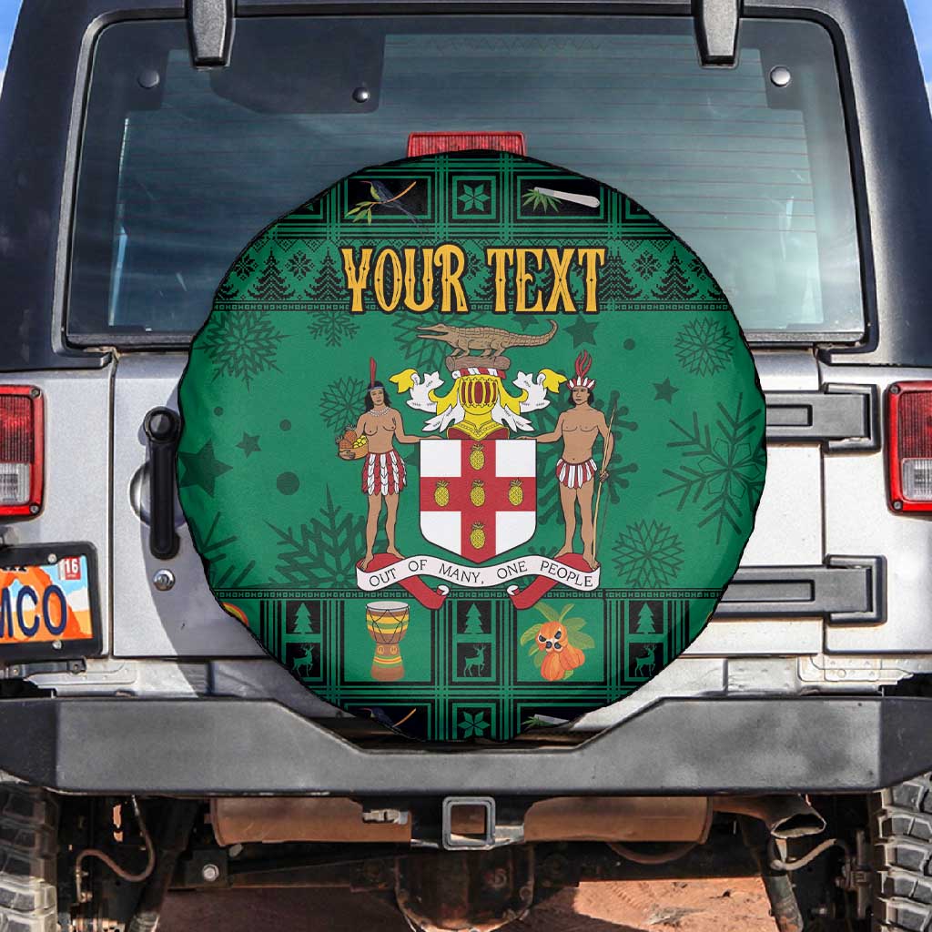 Personalized Afro-Jamaicans Merri Crissmuss Spare Tire Cover Coat Of Arms - Xmas