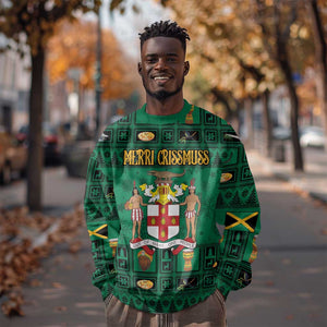 Personalized Afro-Jamaicans Merri Crissmuss Sweatshirt Coat Of Arms - Xmas