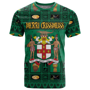 Personalized Afro-Jamaicans Merri Crissmuss T shirt Coat Of Arms - Xmas