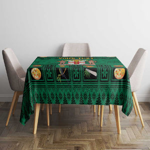 Personalized Afro-Jamaicans Merri Crissmuss Tablecloth Coat Of Arms - Xmas