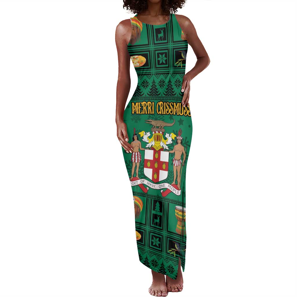 Personalized Afro-Jamaicans Merri Crissmuss Tank Maxi Dress Coat Of Arms - Xmas