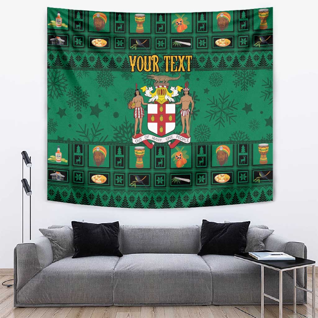 Personalized Afro-Jamaicans Merri Crissmuss Tapestry Coat Of Arms - Xmas