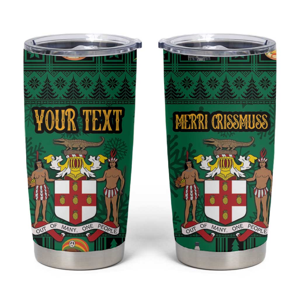 Personalized Afro-Jamaicans Merri Crissmuss Tumbler Cup Coat Of Arms - Xmas