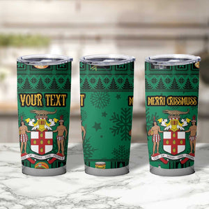 Personalized Afro-Jamaicans Merri Crissmuss Tumbler Cup Coat Of Arms - Xmas