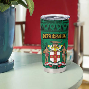 Personalized Afro-Jamaicans Merri Crissmuss Tumbler Cup Coat Of Arms - Xmas