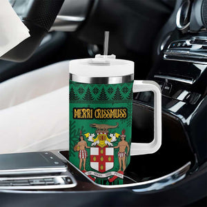 Personalized Afro-Jamaicans Merri Crissmuss Tumbler With Handle Coat Of Arms - Xmas