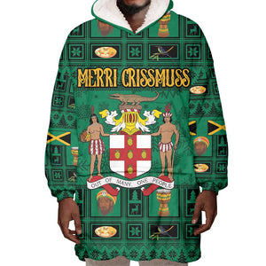 Personalized Afro-Jamaicans Merri Crissmuss Wearable Blanket Hoodie Coat Of Arms - Xmas