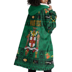 Personalized Afro-Jamaicans Merri Crissmuss Wearable Blanket Hoodie Coat Of Arms - Xmas