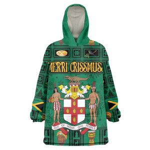 Personalized Afro-Jamaicans Merri Crissmuss Wearable Blanket Hoodie Coat Of Arms - Xmas