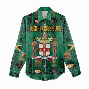 Personalized Afro-Jamaicans Merri Crissmuss Women Casual Shirt Coat Of Arms - Xmas