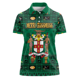 Personalized Afro-Jamaicans Merri Crissmuss Women Polo Shirt Coat Of Arms - Xmas