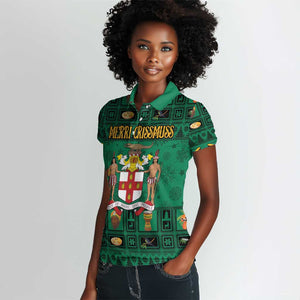 Personalized Afro-Jamaicans Merri Crissmuss Women Polo Shirt Coat Of Arms - Xmas