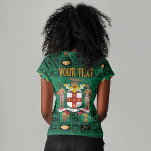 Personalized Afro-Jamaicans Merri Crissmuss Women V-Neck T-Shirt Coat Of Arms - Xmas