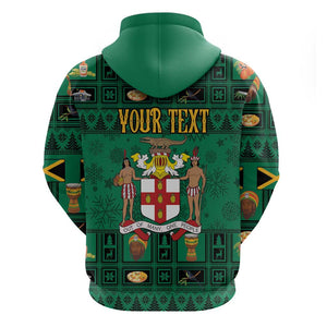 Personalized Afro-Jamaicans Merri Crissmuss Zip Hoodie Coat Of Arms - Xmas