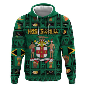 Personalized Afro-Jamaicans Merri Crissmuss Zip Hoodie Coat Of Arms - Xmas