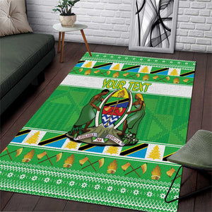 Personalized Afro Tanzania Christmas Area Rug Heri ya Krismasi With Coat Of Arms