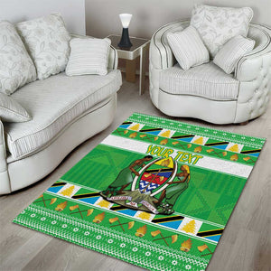 Personalized Afro Tanzania Christmas Area Rug Heri ya Krismasi With Coat Of Arms