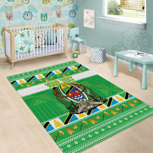 Personalized Afro Tanzania Christmas Area Rug Heri ya Krismasi With Coat Of Arms