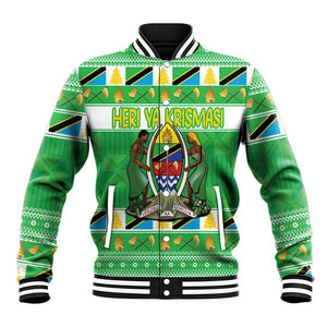 Personalized Afro Tanzania Christmas Baseball Jacket Heri ya Krismasi With Coat Of Arms