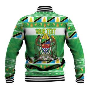 Personalized Afro Tanzania Christmas Baseball Jacket Heri ya Krismasi With Coat Of Arms