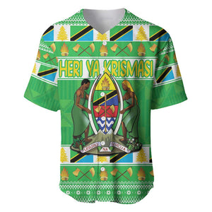 Personalized Afro Tanzania Christmas Baseball Jersey Heri ya Krismasi With Coat Of Arms