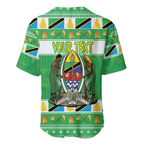 Personalized Afro Tanzania Christmas Baseball Jersey Heri ya Krismasi With Coat Of Arms