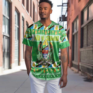 Personalized Afro Tanzania Christmas Baseball Jersey Heri ya Krismasi With Coat Of Arms