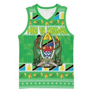 Personalized Afro Tanzania Christmas Basketball Jersey Heri ya Krismasi With Coat Of Arms LT18