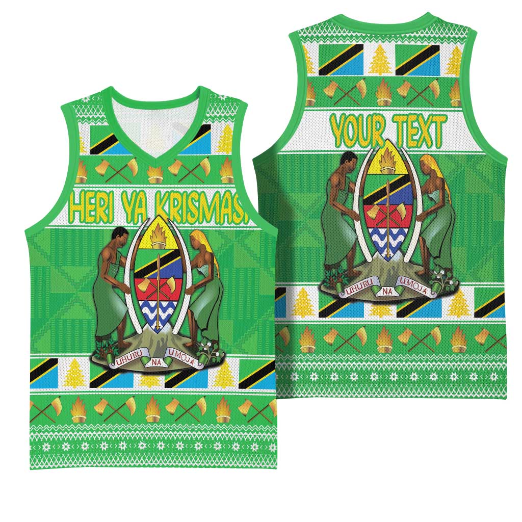 Personalized Afro Tanzania Christmas Basketball Jersey Heri ya Krismasi With Coat Of Arms LT18