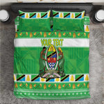 Personalized Afro Tanzania Christmas Bedding Set Heri ya Krismasi With Coat Of Arms