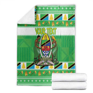 Personalized Afro Tanzania Christmas Blanket Heri ya Krismasi With Coat Of Arms