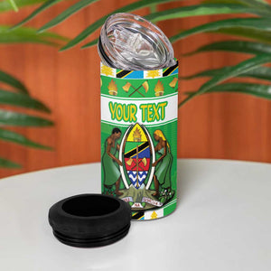 Personalized Afro Tanzania Christmas 4 in 1 Can Cooler Tumbler Heri ya Krismasi With Coat Of Arms