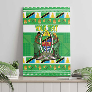 Personalized Afro Tanzania Christmas Canvas Wall Art Heri ya Krismasi With Coat Of Arms