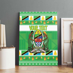 Personalized Afro Tanzania Christmas Canvas Wall Art Heri ya Krismasi With Coat Of Arms