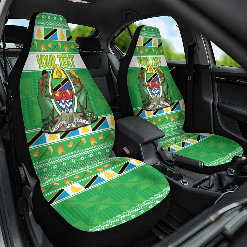 Personalized Afro Tanzania Christmas Car Seat Cover Heri ya Krismasi With Coat Of Arms