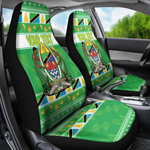 Personalized Afro Tanzania Christmas Car Seat Cover Heri ya Krismasi With Coat Of Arms