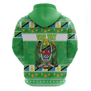 Personalized Afro Tanzania Christmas Hoodie Heri ya Krismasi With Coat Of Arms