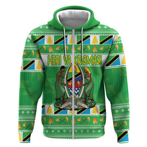 Personalized Afro Tanzania Christmas Hoodie Heri ya Krismasi With Coat Of Arms