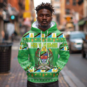 Personalized Afro Tanzania Christmas Hoodie Heri ya Krismasi With Coat Of Arms