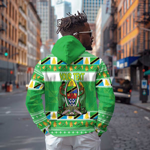 Personalized Afro Tanzania Christmas Hoodie Heri ya Krismasi With Coat Of Arms