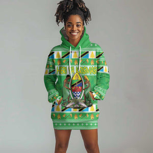 Personalized Afro Tanzania Christmas Hoodie Dress Heri ya Krismasi With Coat Of Arms