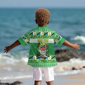 Personalized Afro Tanzania Christmas Kid Hawaiian Shirt Heri ya Krismasi With Coat Of Arms